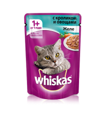 Whiskas для кошек желе с кроликом и овощами 85 гр.